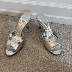 Zara silver kitten heels